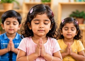 Children practicing mindfulness together